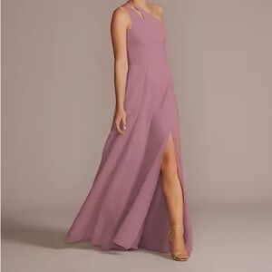 Chiffon one shoulder cutout bridesmaid dress